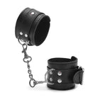 Leather Handcuffs with Chain – Padded Bondage Cuffs – view 2