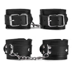 Leather Handcuffs with Chain – Padded Bondage Cuffs – view 3