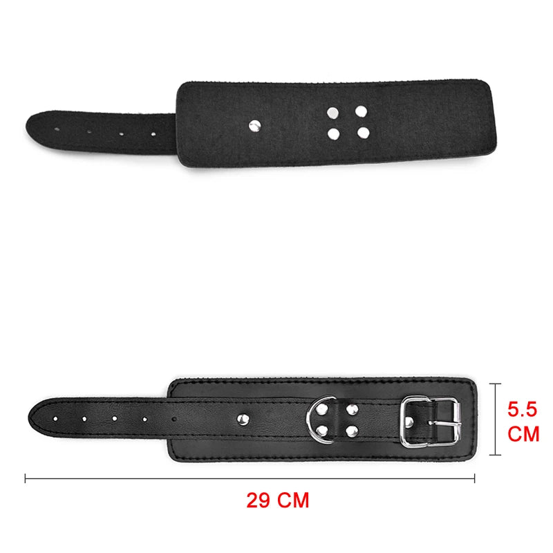 Leather Handcuffs with Chain – Padded Bondage Cuffs – view 6