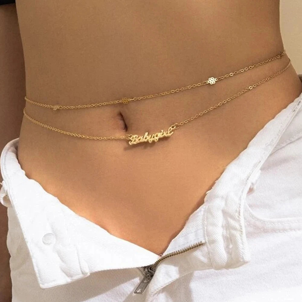 Custom Name Waist Chain – 18k Gold Plated Stainless Steel – view 1