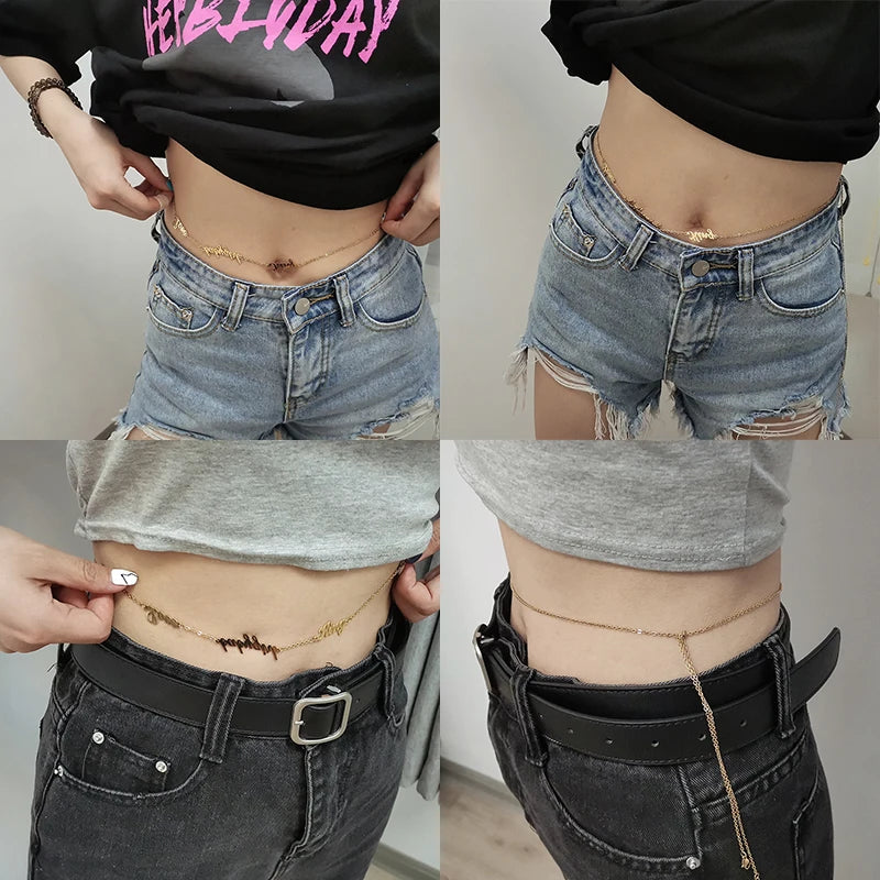 Personalized 2-Layer Waist Chain with Name and Zircon – view 13