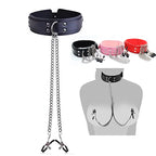 Leather Choker with Nipple Chain – Clip-On Chest Chain – view 7