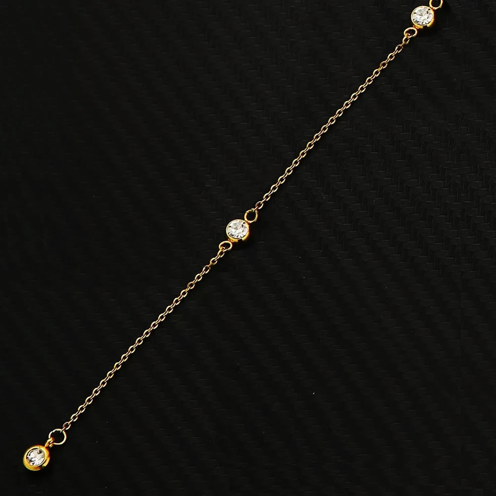 Long Crystal Belly Chain with Tassels – Stainless Steel – view 4