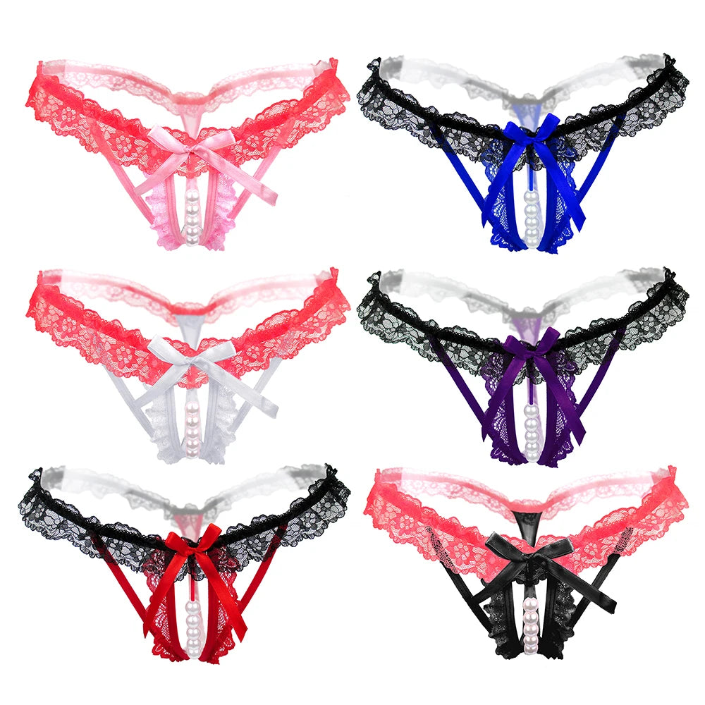 Pearl G-String Thong with Lace Waistband – view 3