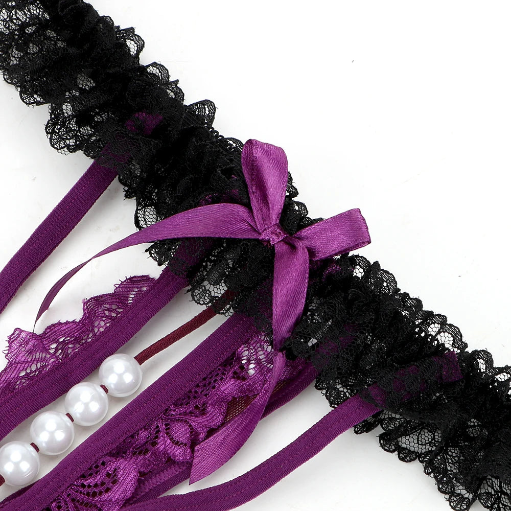 Pearl G-String Thong with Lace Waistband – view 4