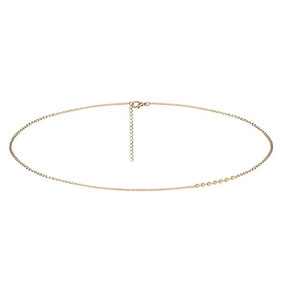 Crystal Waist Chain in Stainless Steel – Pearl or Crystal Drops – view 1