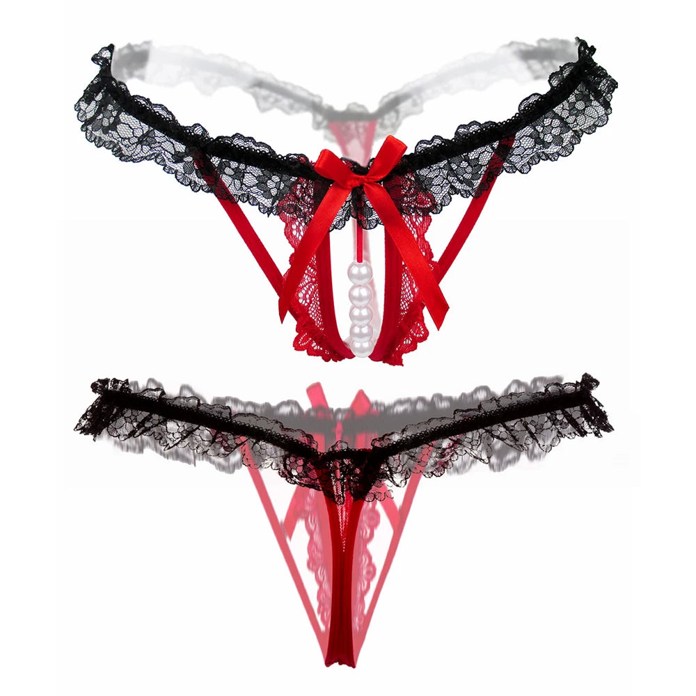 Pearl G-String Thong with Lace Waistband – view 1