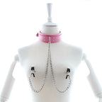 Leather Choker with Nipple Chain – Clip-On Chest Chain – view 9