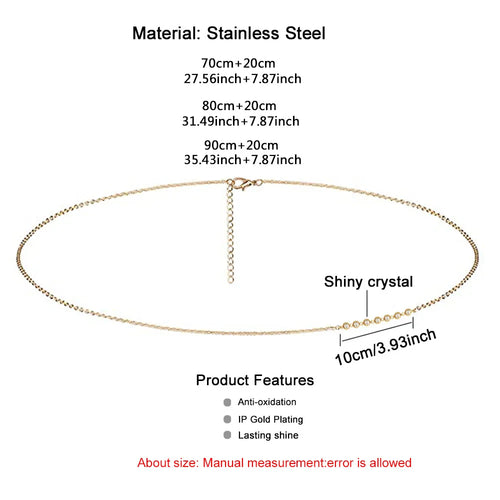 Crystal Waist Chain in Stainless Steel – Pearl or Crystal Drops – view 2