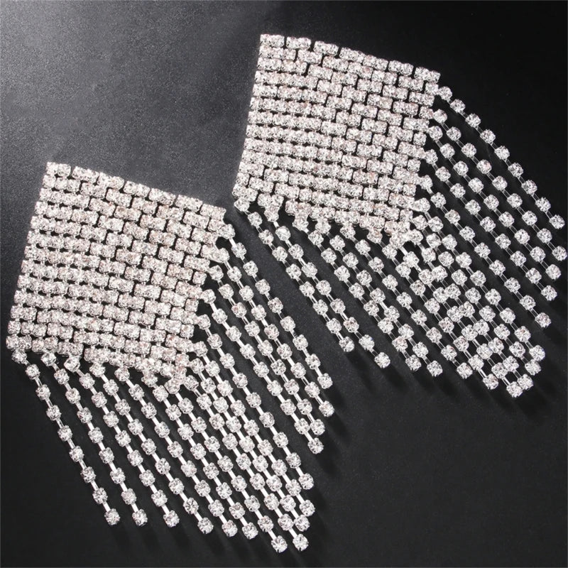 Fringed Rhinestone Pasties – Gold or Silver Tassels – view 2
