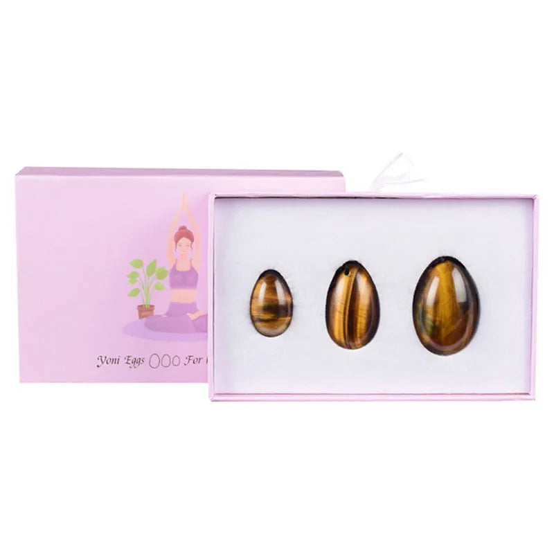 Rose Quartz Yoni Egg Set with Jade and Obsidian – view 11