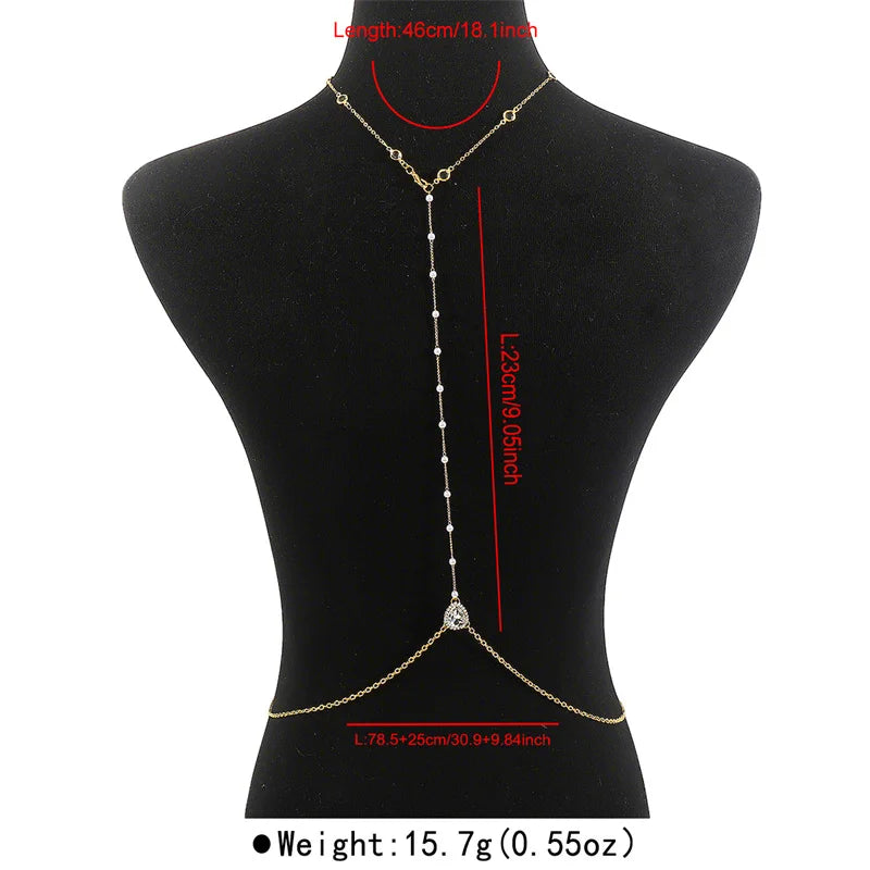 Rhinestone Back Chain Necklace – Backless Body Jewelry – view 11