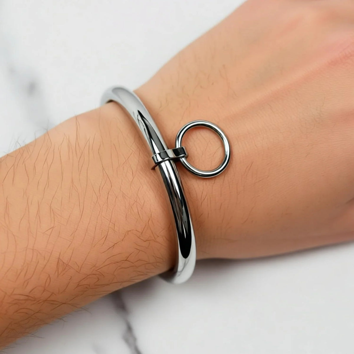 Polished Locking Cuff Bangle with Removable O-Ring – view 2