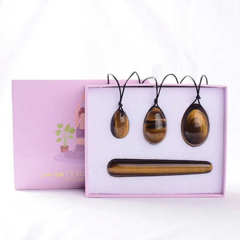Rose Quartz Yoni Egg Set with Jade and Obsidian – view 28