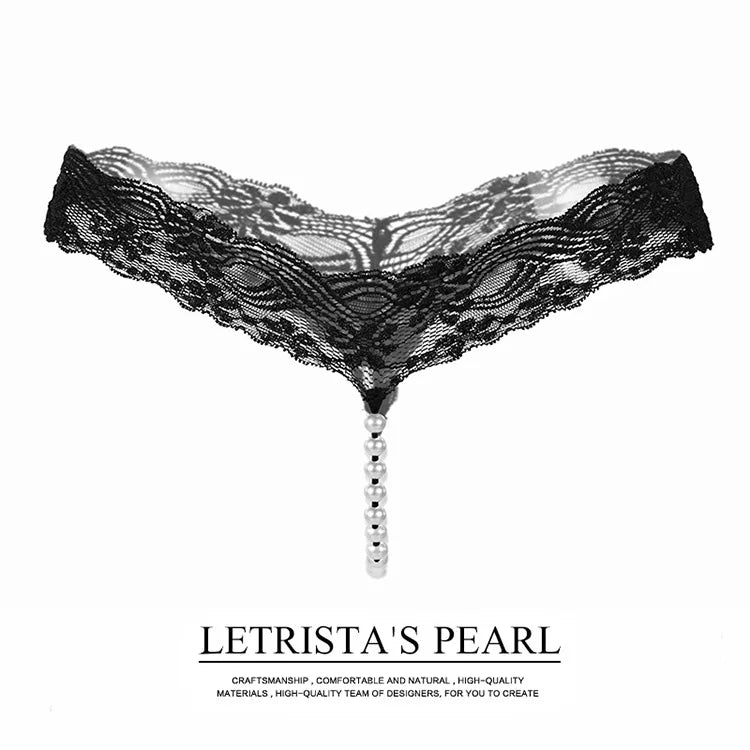 Lace Pearl Panties – Low-Rise with Pearl Strand – view 5