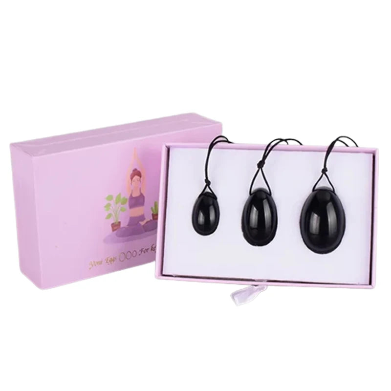 Rose Quartz Yoni Egg Set with Jade and Obsidian – view 16