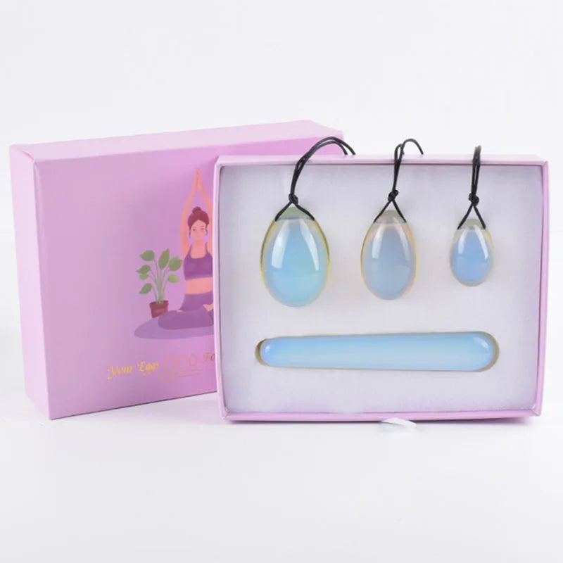Rose Quartz Yoni Egg Set with Jade and Obsidian – view 30
