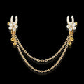 Pearl Petal Nipple Clamps – Gold, with Chain or Bells – view 20