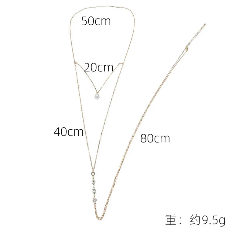 Rhinestone Back Chain Necklace – Backless Body Jewelry – view 8