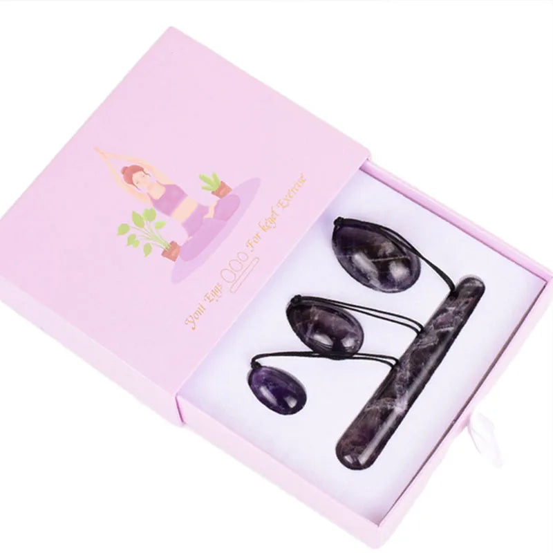 Rose Quartz Yoni Egg Set with Jade and Obsidian – view 21
