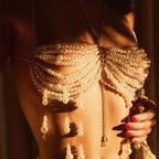 Pearl Halter Body Chain Top with Beaded Tassels – view 10