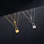 Padlock & Key Layered Choker Necklace – Stainless Steel – view 5