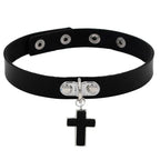 Leather Choker with Chain Leash – Heart, Bell or Spike Ring – view 11
