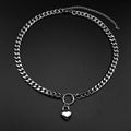 Heart Padlock Necklace – Stainless Steel Cuban Chain Choker – view 1