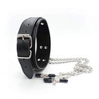 Choker with Nipple Clamps and Chain – Collar Set with Optional Whip – view 5