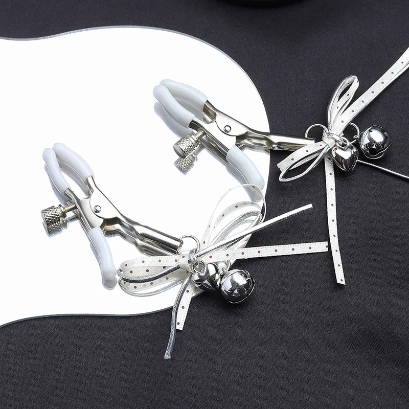 Pearl Bow Nipple Clamps with Small Bell – view 19
