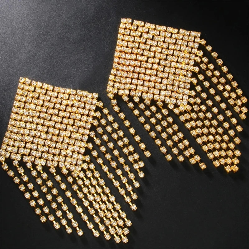 Fringed Rhinestone Pasties – Gold or Silver Tassels – view 4