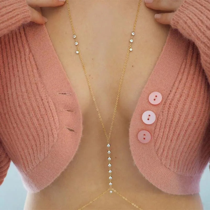 Double-Layer Chest Chain with Zircon and Shell Pendant – view 2