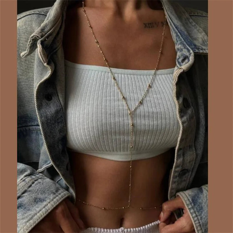 Rhinestone Back Chain Necklace – Backless Body Jewelry – view 17