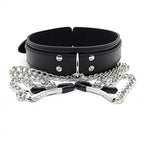 Choker with Nipple Clamps and Chain – Collar Set with Optional Whip – view 6