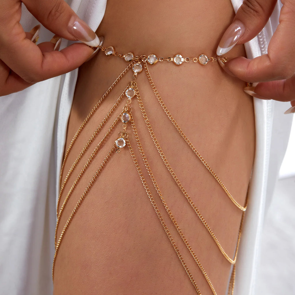 Rhinestone Thigh Chain with Crystal Tassels – view 5