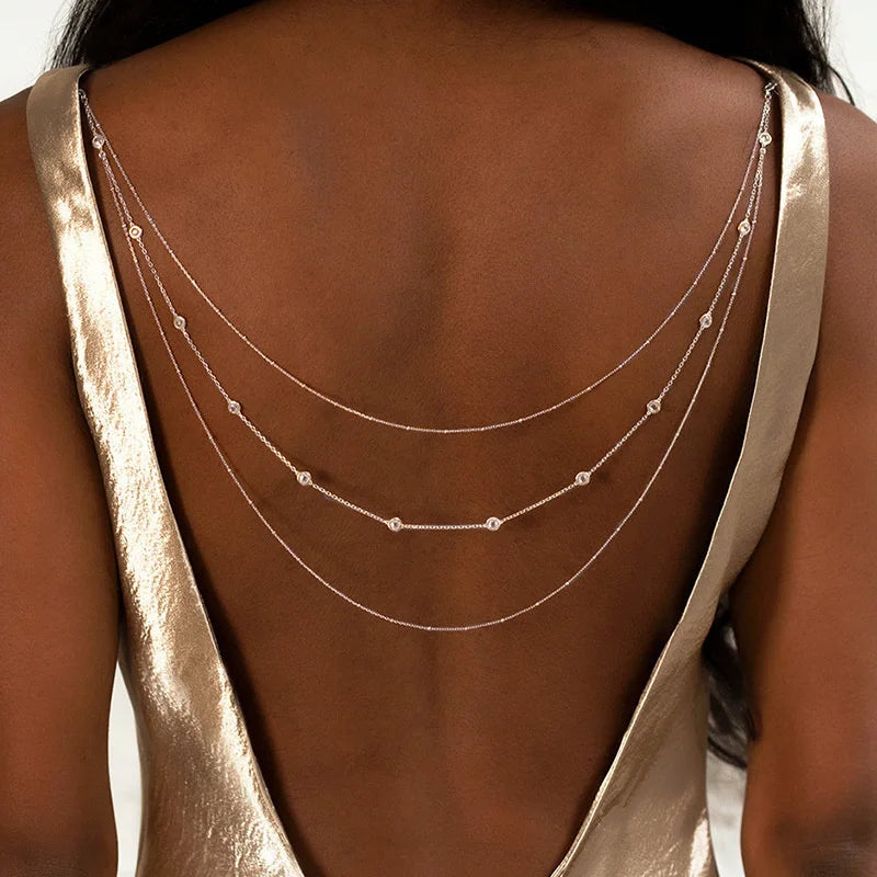 Rhinestone Back Chain Necklace – Backless Body Jewelry – view 34