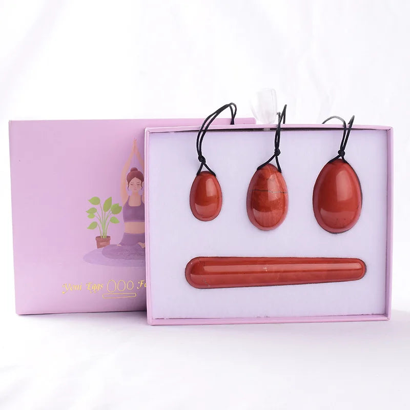 Rose Quartz Yoni Egg Set with Jade and Obsidian – view 29