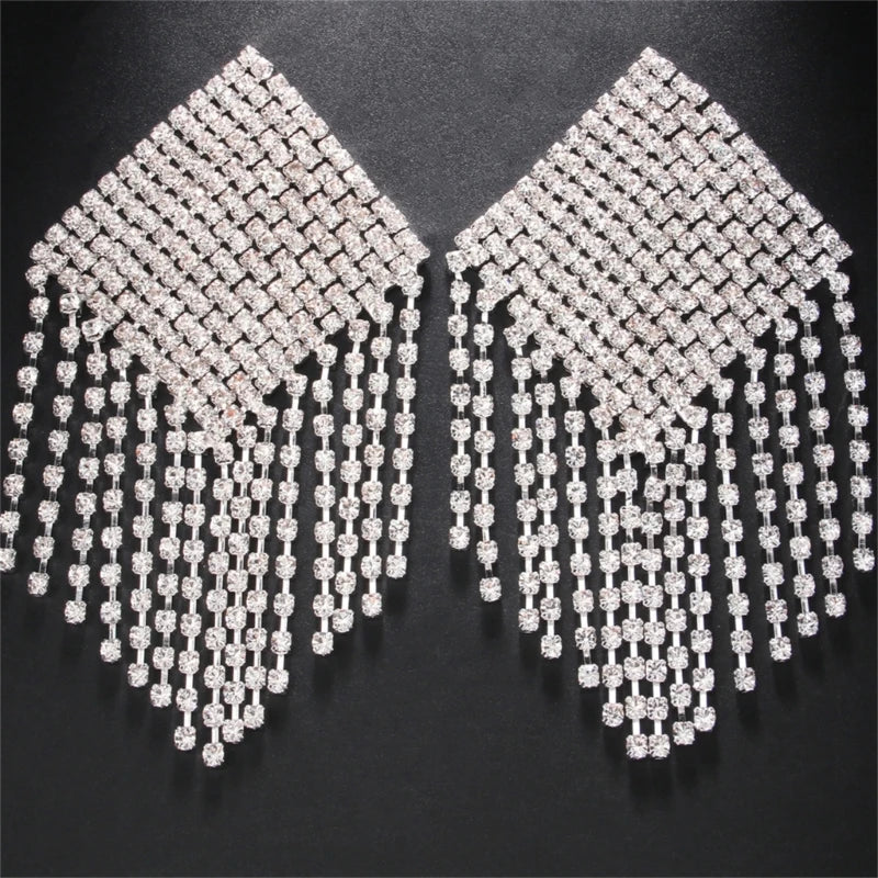Fringed Rhinestone Pasties – Gold or Silver Tassels – view 3
