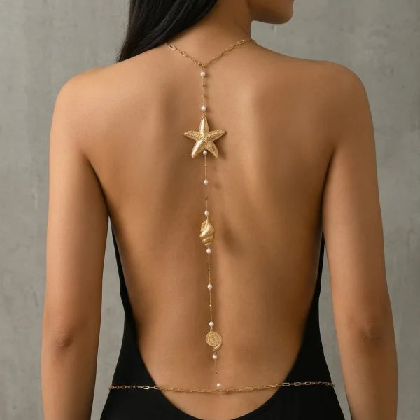 Rhinestone Back Chain Necklace – Backless Body Jewelry – view 35