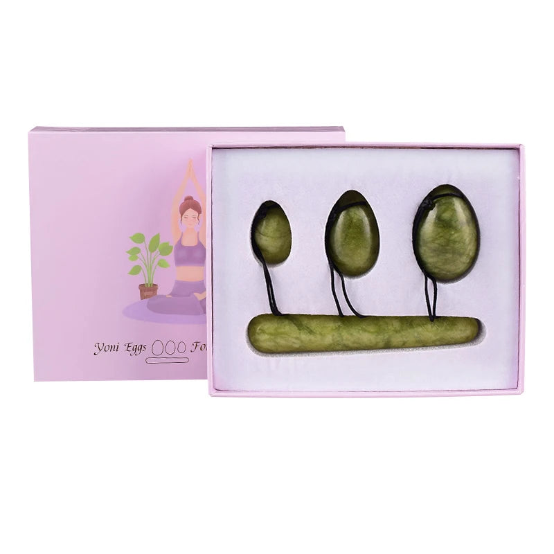 Rose Quartz Yoni Egg Set with Jade and Obsidian – view 31