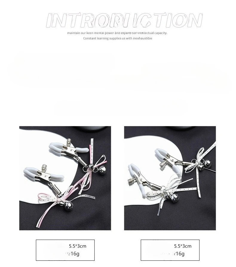 Pearl Bow Nipple Clamps with Small Bell – view 9
