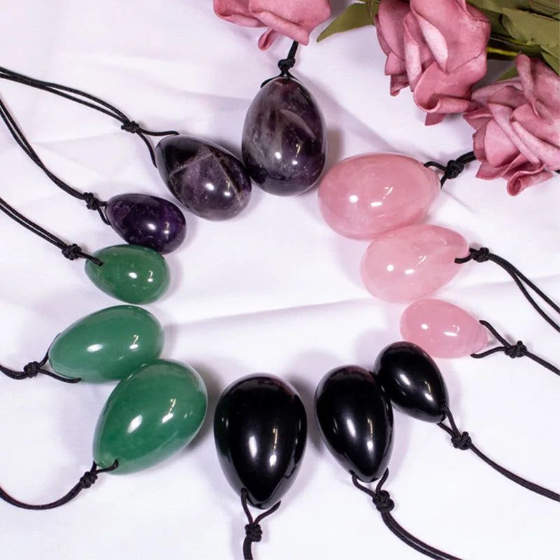 Rose Quartz Yoni Egg Set with Jade and Obsidian – view 8