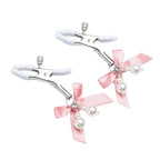 Pearl Bow Nipple Clamps with Small Bell – view 1