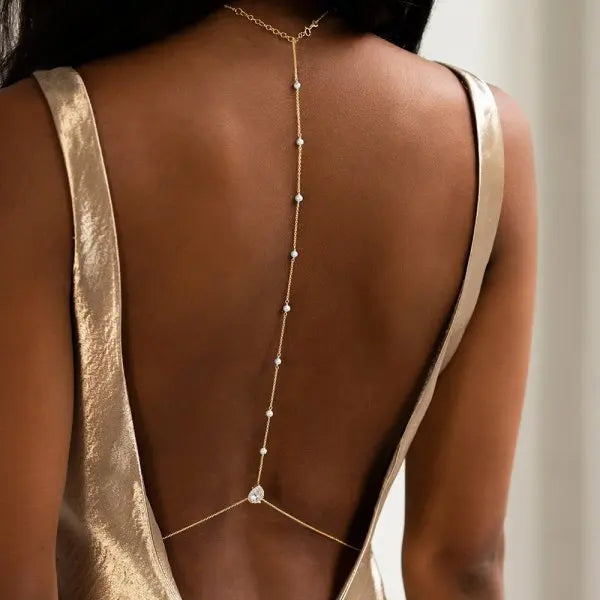 Rhinestone Back Chain Necklace – Backless Body Jewelry – view 43
