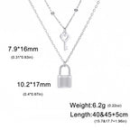 Padlock & Key Layered Choker Necklace – Stainless Steel – view 6
