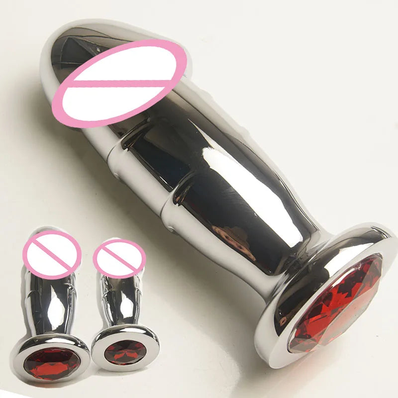 Jeweled Butt Plug in Polished Metal – S, M or L – view 1