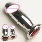 Jeweled Butt Plug in Polished Metal – S, M or L – view 1