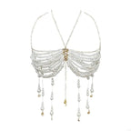 Pearl Halter Body Chain Top with Beaded Tassels – view 1