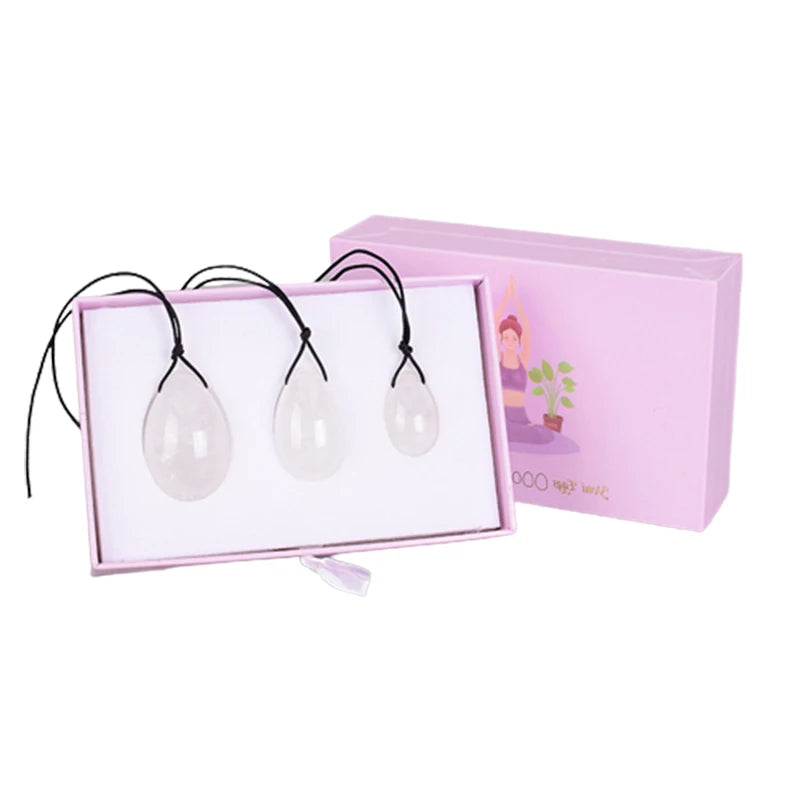 Rose Quartz Yoni Egg Set with Jade and Obsidian – view 19