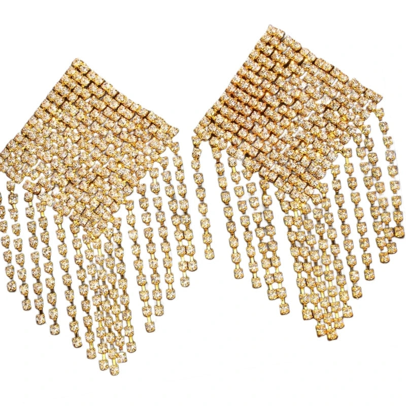 Fringed Rhinestone Pasties – Gold or Silver Tassels – view 8